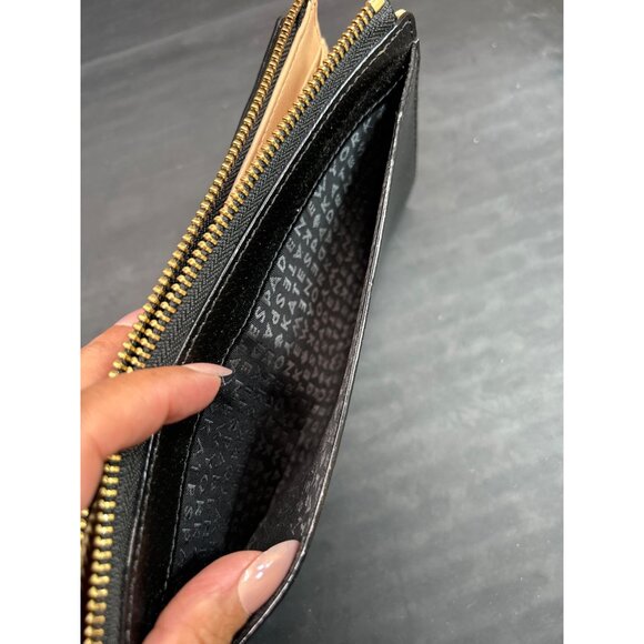 KATE SPADE NEW YORK Black Leather Zip Around Wristlet Wallet With Gold Hardware - Picture 6 of 10